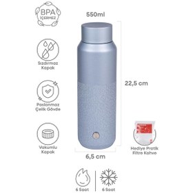 Resim Mavi Metal Paslanmaz Çelik Matara 550 ML Kapaklı No:97 