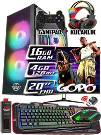 Resim Warbox Gopo X5650 16 GB 256 GB SSD 250 GB HDD R7240 4 GB 20" W10P Masaüstü Oyuncu Bilgisayarı 