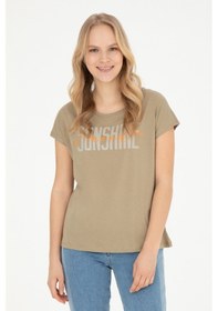 Resim U.S. Polo Assn. Kadın Haki Bisiklet Yaka Tişört 50282894-VR027 