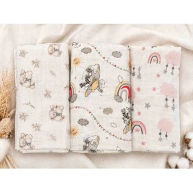 Resim Childmechild Çok Amaçlı Müslin Örtü&battaniye 3'lü Set %100 Pamuk 80X90 cm 