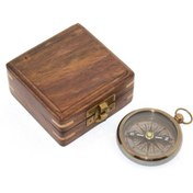 Resim Ahşap Kutulu Pirinç Pusula Model 1 