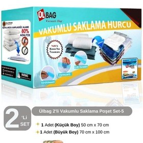 Resim 2'li Vakumlu Hurç Seti - 5 1 Ad. Yastıklar Için - 1 Ad. Battaniye Boy , Vakumlu Poşet Şeffaf 