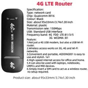Resim 4g Lte Usb Modem Dongle 150mbps Kablosuz Wifi Mobil Yönlendirici Ağ Kartı Ce Black 