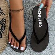 Resim 1 adet Kadınların Rahat Açık Ayak Kumaş Üst ve İç, EVA Taban Plaj Kaydırıcıları - Düşük Topuklu Rahat Flip-Flops, Temizlemesi Kolay, Yaz ve Plaj Aktiviteleri için İdeal 