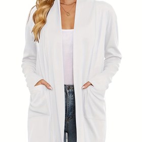 Resim Kadınların Rahat Hırka - Uzun Kollu Açık Önü Cep Detaylı, Hafif Mavi Rahat Sonbahar/Kış Üstü, Rahat Sonbahar Giyim | Rahat Kesim Hırka | İnşaat, Hırka Hırka 