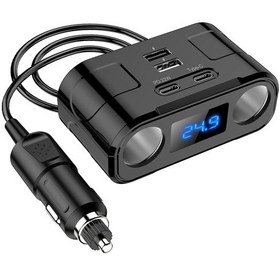 Resim Jeehugo Araç Şarj Adaptörü 6 Port 2 Usb-a + 2 Type-c + 2 Sigara Çakmak 60w Hızlı Şarj 12-24v Geniş Uyumlu Voltaj Tespiti Siyah Abs+pc 