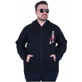 Resim Mocgrande Büyük Beden Kapüşonlu Fermuarlı 3ip Sweat İn Between 25717 Lacıvert Lacivert 