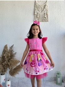 Resim Barbie Kız Çocuk Elbisesi - Pembe 