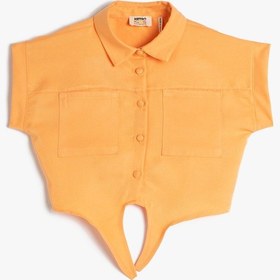 Resim Koton Crop Gömlek Önden Bağlama Detaylı Kısa Kollu Cepli Modal Kumaş Turuncu 3skg60160aw Turuncu 