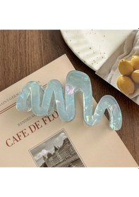 Resim Dalga Model Yeşil Renk Asetat 10,5 Cm Lüks Mandal Toka Yeşil 