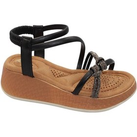 Resim Celira Akç A32 Siyah Taşlı Kadın Sandalet Ayakkabı Çok Renkli 