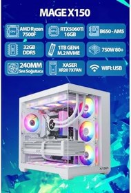 Resim Mage X150 Ryzen 5 7500F 32GB Ram 1TB M.2 NVMe SSD 16GB RTX5060 Ti Sıvı Soğutmalı Hazır Oyuncu Sistemi 
