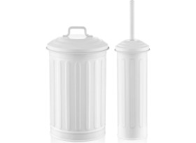 Resim The Mia Çöp Kovası & Tuvalet Fırçası Seti Beyaz 