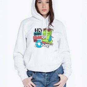 Resim Sevimli Dinozor Kapşonlu Kadın Sweatshirt 