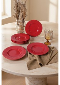 Resim Keramika Kırmızı Rice Pasta Tabağı 21 Cm 6 Adet 506 