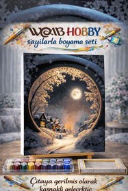 Resim wombhobby Küresel Kasaba Sayılarla Boyama Seti 80x100 Cm Çerçeveli (Kasnağa ) Gerili 