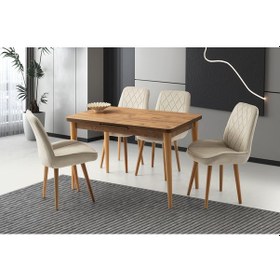 Resim Pesca Masa, Alora Sandalye, Dışbudak, 120x70 Açık Ceviz 