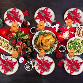 Resim 10 adet, Noel Ağacı Placemats, Keçe Çatal ve Kaşık Seti, Noel ve Diğer Tatil Parti Masa Dekorasyonu için Uygun 
