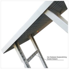 Resim En Dev Büyük Portatif Açılır 72X48Cm Piknik Kamp Sehpası Masası Krem 