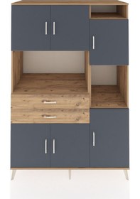 Resim Kronos Dolap 9 Raflı 2 Çekmeceli 6 Kapaklı 132x59x195 Çam-antrasit/çam Antrasit/çam 