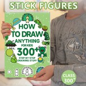 Resim 1 Adet Yeşil Çubuk Figürü Çizim Kitabı Gençler İçin - 300+ Adım Adım Sanat & Eğitim Oyuncak, Karikatür Dinozor & Kurbağa Tasarımlı Öğrenme Boyama Malzemeleri, Yaratıcı Yazı & Boyama İçin Mükemmel, Gençler Çizim Kitabı | Eğlenceli Tasarım | Spiral Bağlı Kitap 
