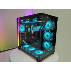 Resim Game Master F-7 Akvaryum 7 ARGB Fanlı Kumandalı Siyah ATX F7 Oyuncu Bilgisayar Kasası 