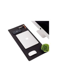 Resim Siyah Pu Deri Ofis Masa Matı Laptop Sümen Takımı Geniş Mouse Pad 