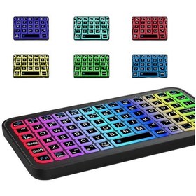 Resim Siyah Kablosuz Mini Rgb Işıklı Klavye Bluetooth 5.2 İnce Tasarım 