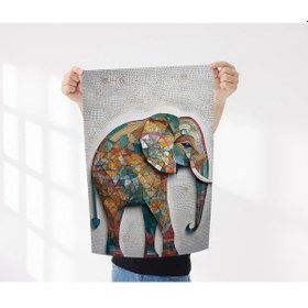 Resim Çerçevesiz Poster Mozaik Desenli Fil Dijital Baskı Poster, Ofis, Salon Dekorasyon 