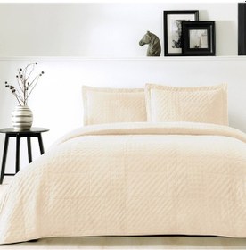 Resim Taç Alvin Yatak Örtüsü Seti, Çift Kişilik Bej 