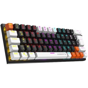 Resim Everest Parley Siyah/Beyaz Rainbow Aydınlatmalı RED Switch Mekanik Kablolu Oyuncu Klavyesi 