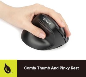 Resim DeLUX Solak Kablosuz Ergonomik Fare, Küçük El Dikey Fare, Sessiz Tıklama, 4000 DPI, 6 Düğme, Şarj Edilebilir, 2.4G/BT Karpal Tünel için Çift Modlu, Dizüstü Bilgisayar/PC (M618MINI ZD-Siyah) 