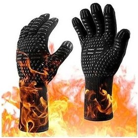 Resim Bloomnest Yanmaz Siyah Kesilmeye Isıya Fırın Eldiveni, Çift Katlı Dayanıklı, 1-nc Siyah Siyah 