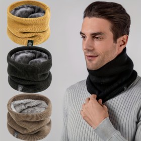 Resim Uniseks Polar Astarlı Boyun Isıtıcı Atkı - Erkekler & Kadınlar için Kolay Giyimli, Günlükten Resmi Kıyafetlere Uygun Yumuşak Rüzgar Geçirmez Kışlık Boyunluk, Çift Katmanlı Termal İzolasyonlu, Kırmızı Siyah), Çok Yönlü Moda Aksesuarı, Peluş Polar İçlik 