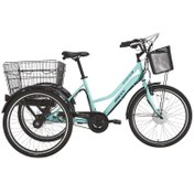 Resim Bisan E-Porter Elektrikli 24" 44 cm Cargo Bisiklet Turkuaz-Siyah 
