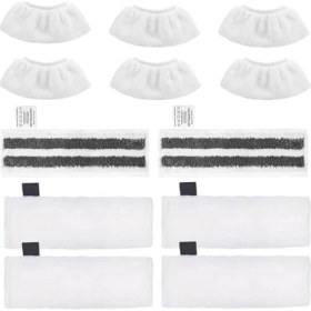 Resim Hype Store 12 Adet Mikrofiber Bez Seti, Buharlı Temizleyici Aksesuarları Sc 2, Sc 3, Sc 4, Sc 5 ile Uyumlu, Makinede Yıkanabilir (4 Zemin Bezi Seti + 2 Zımpara Zemin Bezi + 6 El Başlığı 
