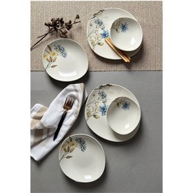 Resim Tabak Evi Porselen Flor Azul Pebble Yemek Takımı 4 Kişilik 12 Parça Karışık Desenli 