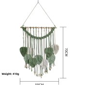 Resim Monyee Doğal Kanat Ve Yaprak Desenli El Dokuma Nordik Bohem Dekoratif Duvar Örtüsü - Serinletici Ev Ambiyansı, 50x70 Cm 