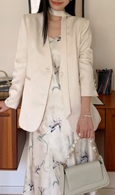 Resim Saten V Yaka Blazer - Kayısı / M 