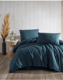 Resim Limasso Gofre Çift Kişilik Nevresim Takımı Paradiso Dress Blue 