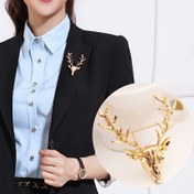 Resim 1 adet Vintage Geyik Başlığı Broş Pimi - Altın/Gümüş Metal Bel Cinseri Giyim, Ayakkabı ve Botlar için - Çok Amaçlı Moda Aksesuarı Tokalı Kapatma, Geyik Başlığı Pimi 