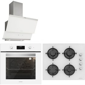 Resim Silverline Beyaz Cam Ankastre Set BO6502W01 - CS5349W01 - 3420 