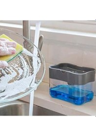 Resim Group - Pompalı Sıvı Sabunluk Sıvı Deterjanlık Pompalı Sünger Hazneli Sıvı Sabun Dispenseri 385ml Siyah 