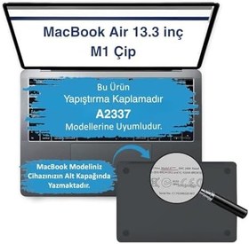 Resim McStorey Macbook Air M1 Kılıf Koruyucu Yapıştırma Sticker Laptop Kaplama A2337 ile Uyumlu Cat01NL Siyah 