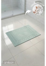 Resim Mint Yeşili Greek Ayak Havlusu - 50x70 Cm, 245 Gr, %100 Pamuk, Spa Ve Otel Banyo Paspası, Günlük Kullanıma Uygun Mint Yeşili 