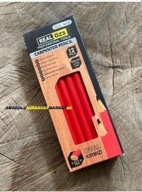 Resim Özs Oval Kırmızı Kalem Tahta Kalem Marangoz Kalemi 12Adet Kırmızı 