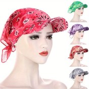 Resim 1 adet Retro Çiçek Baskılı Bandana Atkı, Pamuk Güneş Kremi Çit Kapası, Açık Hava Eğlencesi için Peaked Şapka - Elde Yıkama veya Kuru Temizleme, Eğlence Aksesuarı | Bandana Stili | Dokulu 