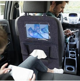 Resim Glanz Araç Koltuk Arkası Organizer Koyu Gri Oto Tablet Telefon Tutucu Araba İçi Düzenleyici 