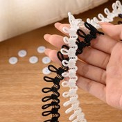 Resim Kesilebilir iliklere sahip bir metre esnek dantel (yaklaşık 72), gelin düğün saten bluzları, balo elbiseleri ve resmi elbiseler için uygundur, gelinlik ve elbise sırtları, manşetler, yakalar için mükemmeldir - Fildişi ve Siyah 