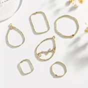 Resim 10 Adet Geometrik Boş Yuvarlak Gözyaşı ile Kırışık Basit Pendentif DIY Takı Aksesuar Malzemesi - Çinko Alaşım 